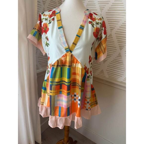 Women’s XS Mixed Print Floral Mini Dress - Picture 2 of 5